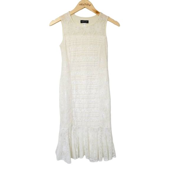 Venus Womens Ivory Bohemian All Over Lace Sleeveless Bodycon Dress Size X-Small - Picture 1 of 14
